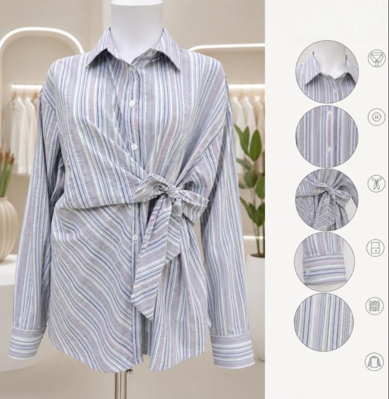 بلوزة بياقة ولف من الأمام